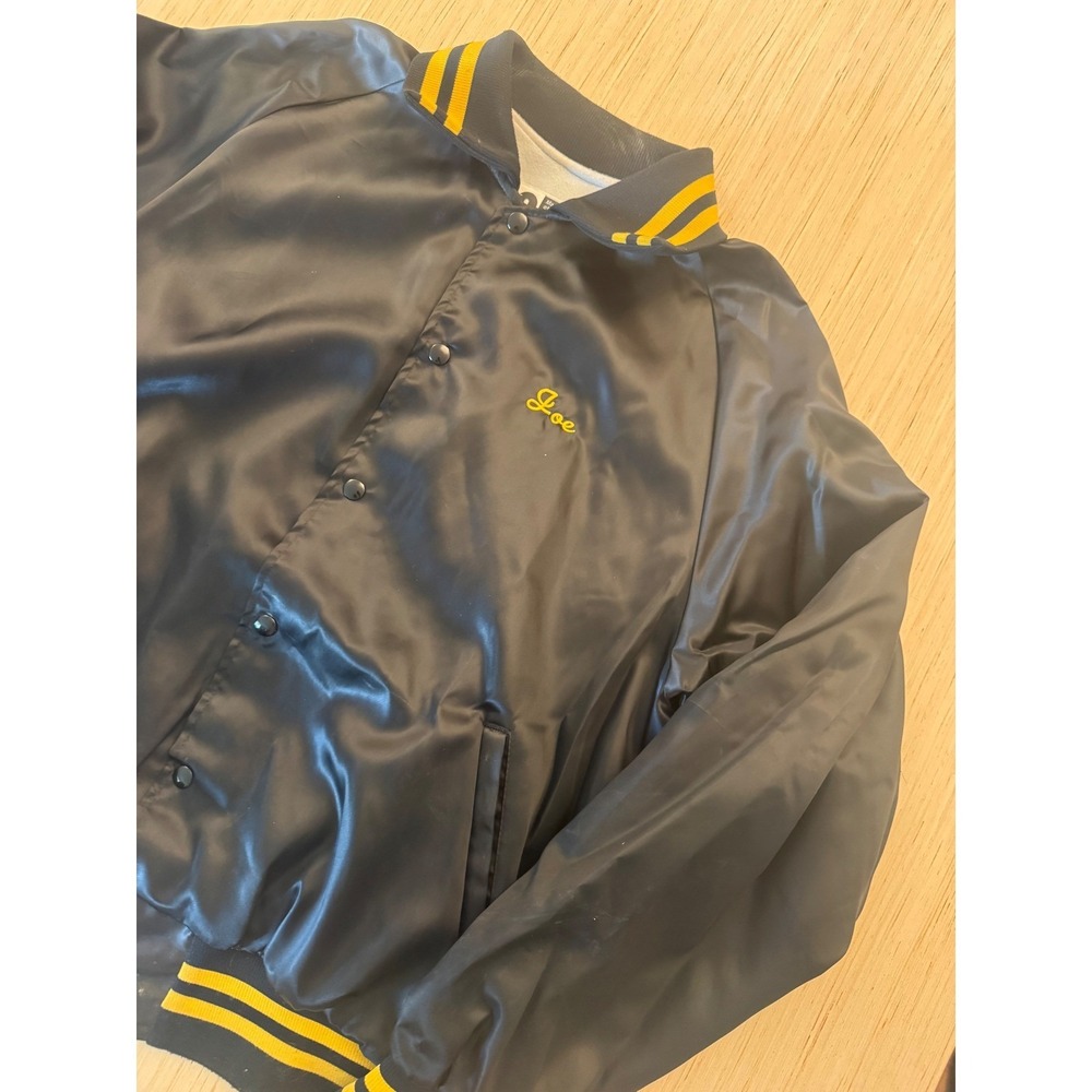 Don Alleson Athletic Vintage Varsity Bomber Jacket Black Satin ATC Mens XL 21